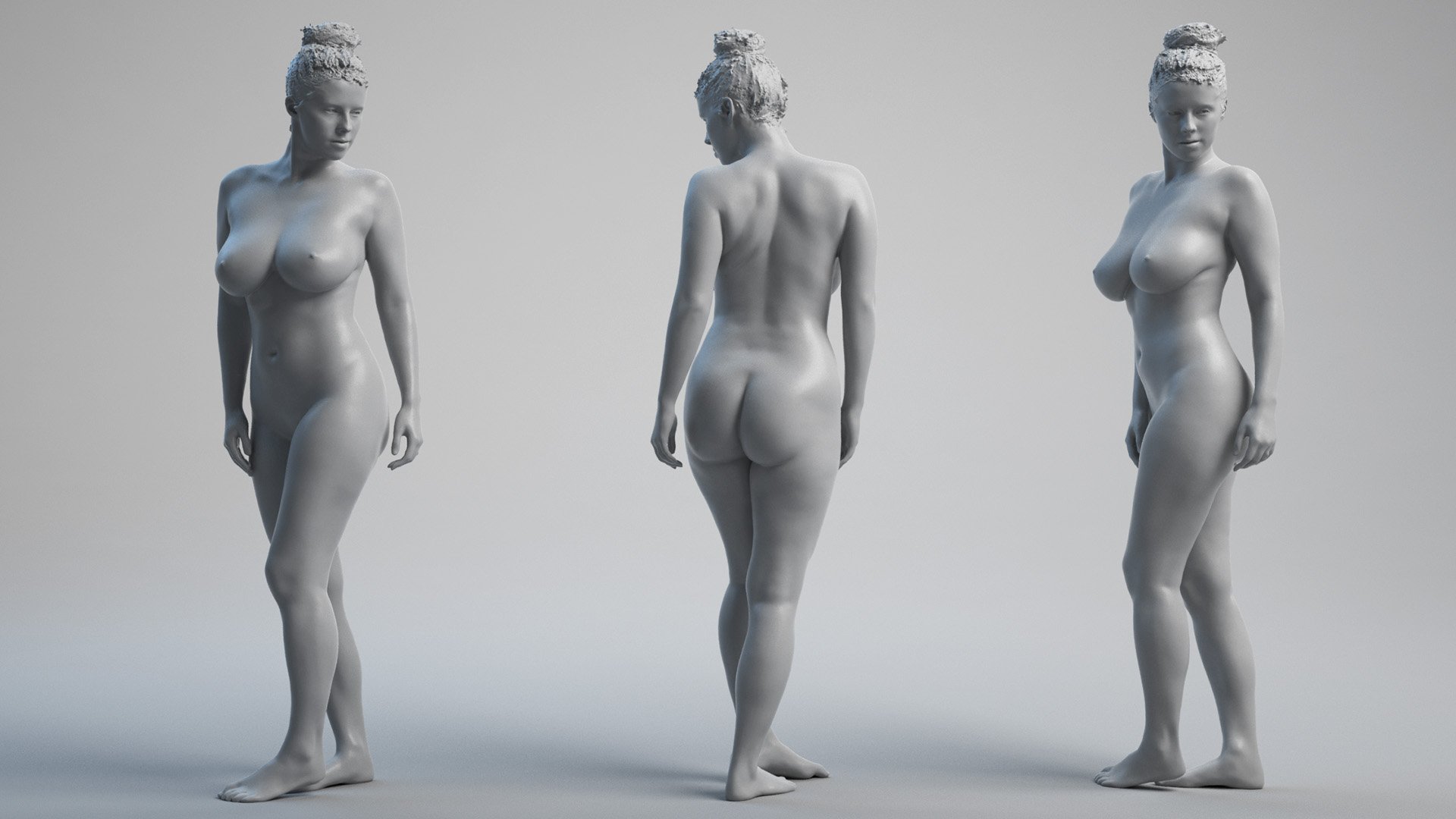 Naked Female 3D Body Twist Pose
